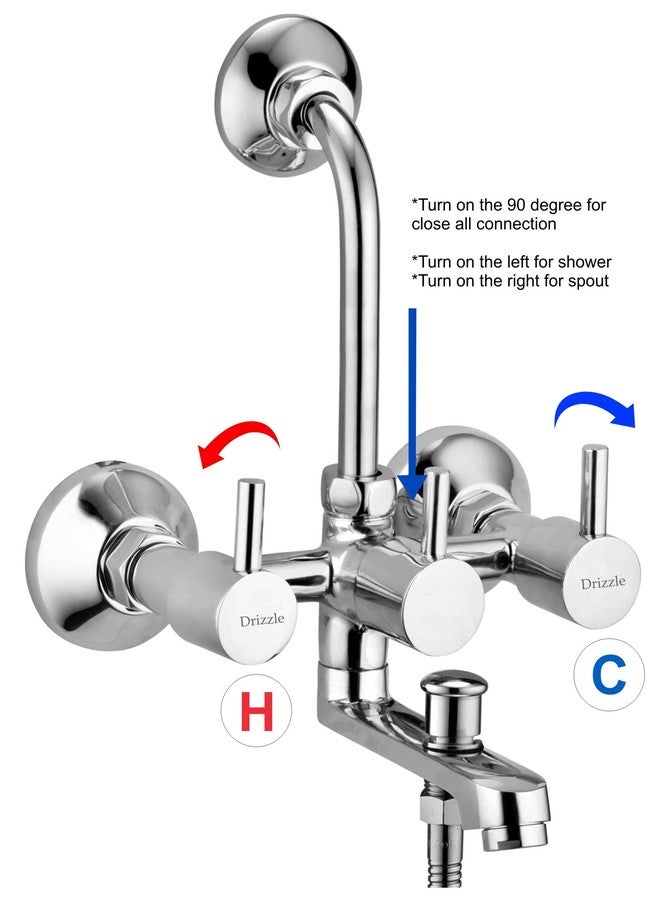 دريزل خلاط حائط DRIZZLE Flora 3 في 1 مع أنبوب ربط نحاسي مطلي بالكروم - Image 2